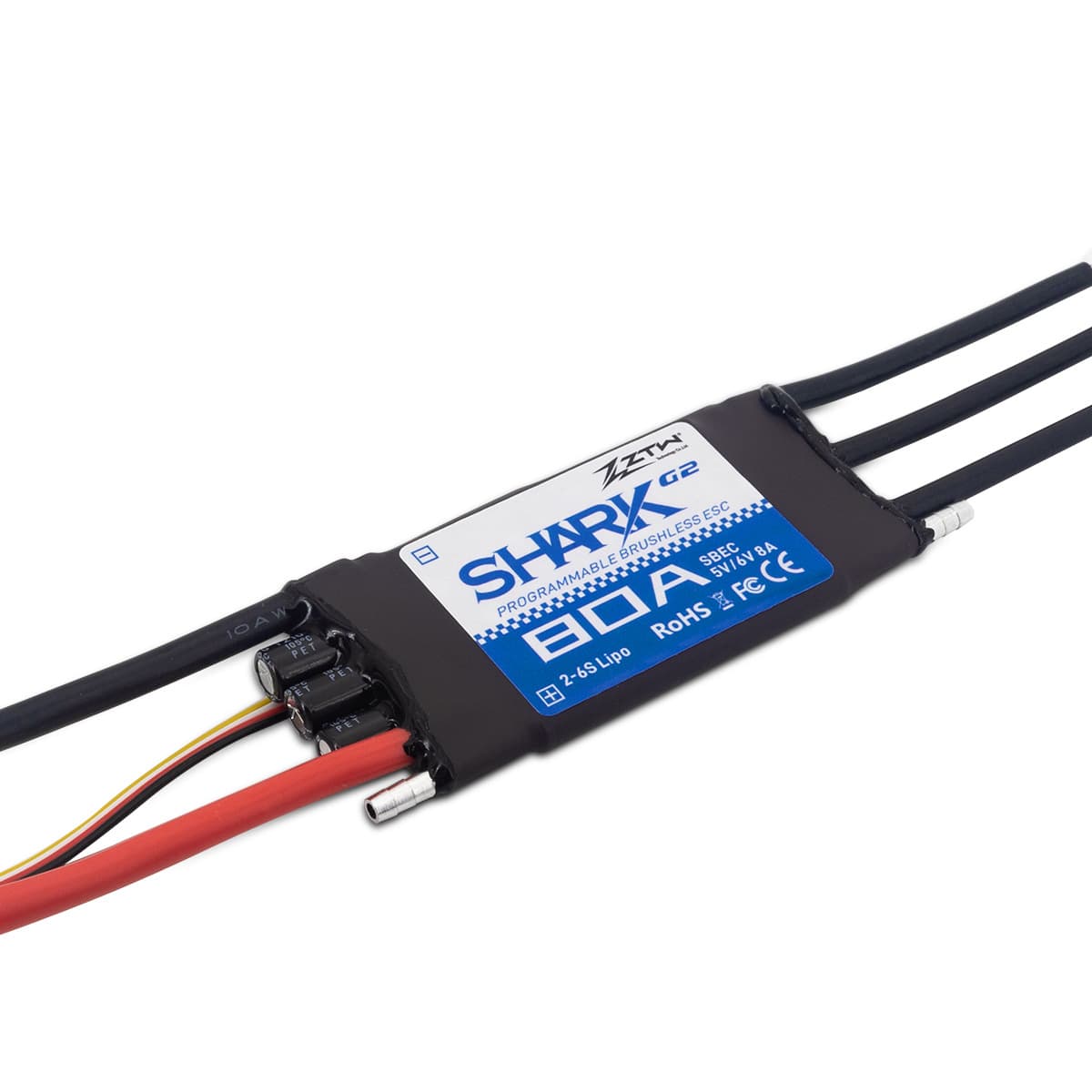 Бесщеточный регулятор скорости ZTW Shark 80A G2 Shark с водяным охлаждением для морского применения, водонепроницаемый подводный ESC.