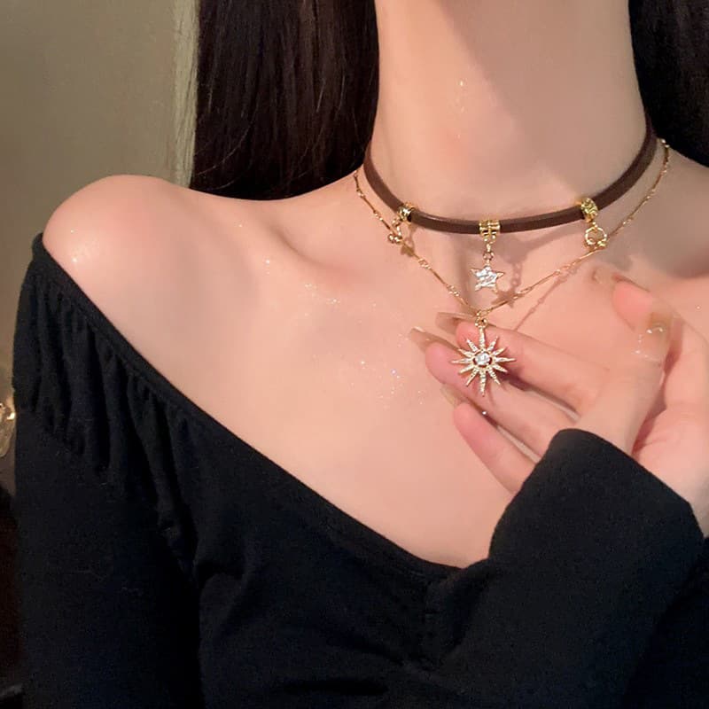 Бог красоты приходит ~ Сладкий крутой Millard Star Mang ожерелье женский американский ретро choker ключицы ins сетка красная шея