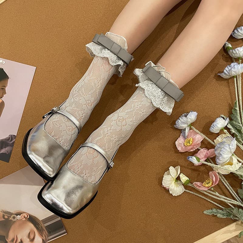 Millennium Y2K Spice Girl Grey Wind Spink кружевной бант Девушка Лолита в средней трубочке