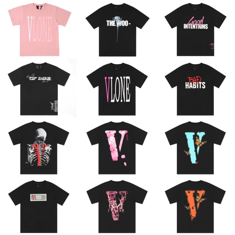Американский прилив VLONE JERRY большой V с короткими рукавами fog High Street Хип-хоп с половинными рукавами ins Летняя High Street Футболка