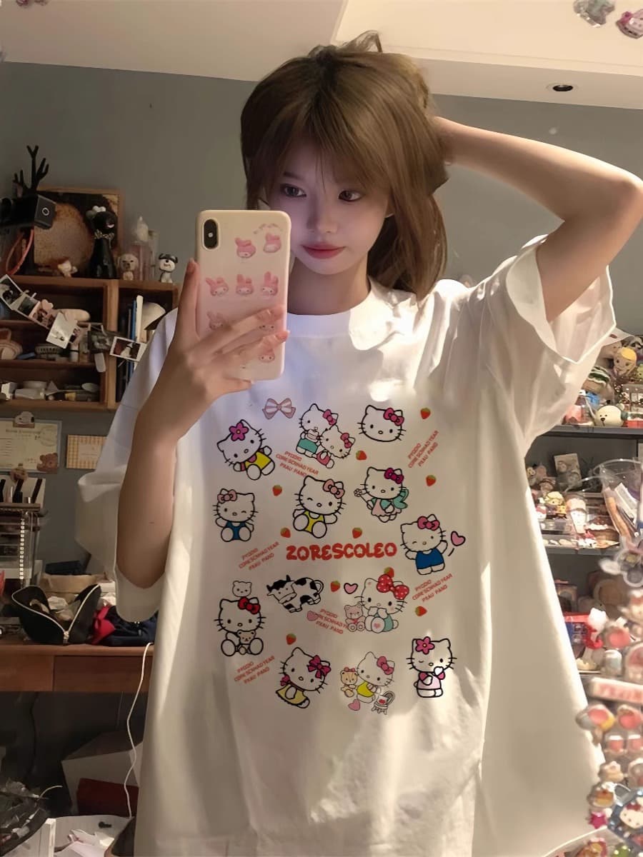 Футболка HelloKitty Hello Kitty с короткими рукавами для девочек-подростков