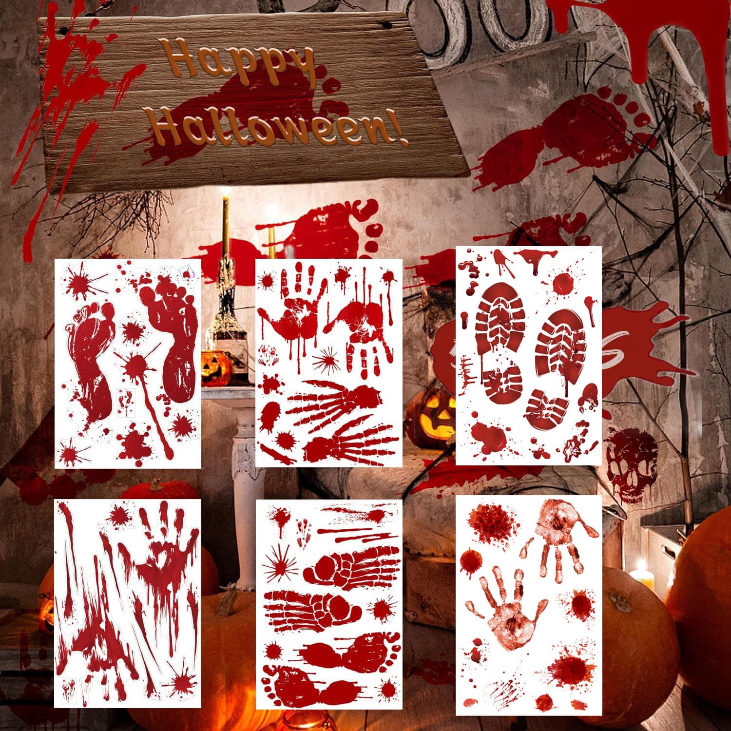 Хэллоуин наклейка Halloween Декоративная наклейка Halloween Кровь на ладони