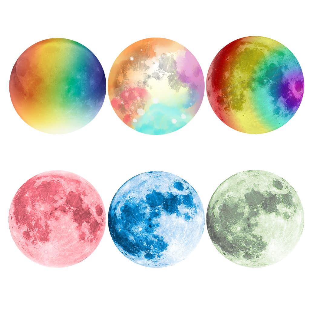 Оптовая продажа светящихся наклеек на стену «Луна» AFG Rainbow Moon Spot, 30 шт., зеленая пленка, ПВХ, 30 см, синяя светящаяся луна