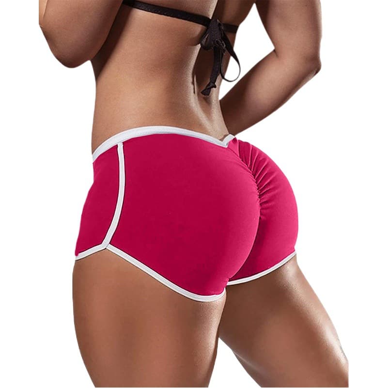 Новые европейские и американские трансграничные шорты, модные сексуальные облегающие эластичные плиссированные спортивные шорты для йоги с низкой талией для женщин