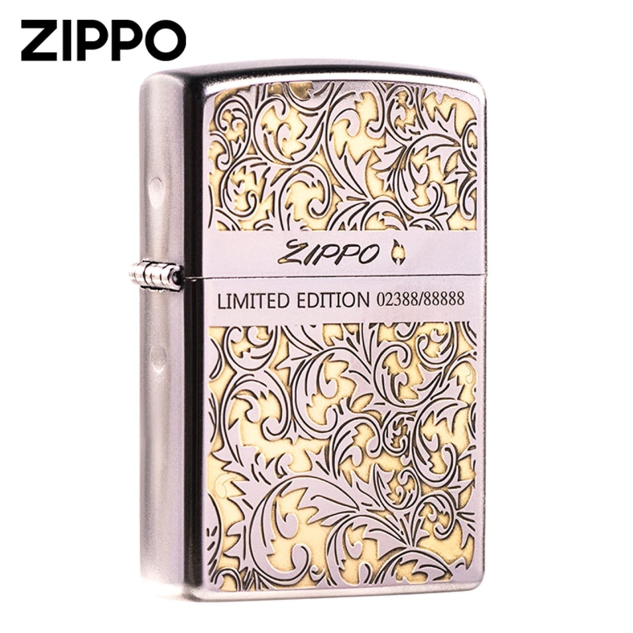 Зажигалка Zippo, керосиновая, модель 205, с тонкой гравировкой, двусторонний дизайн с арабесками на удачу.