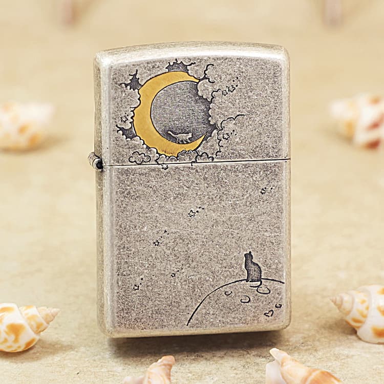 Зажигалка 205 Ancient Silver Moon Cat Animal Series