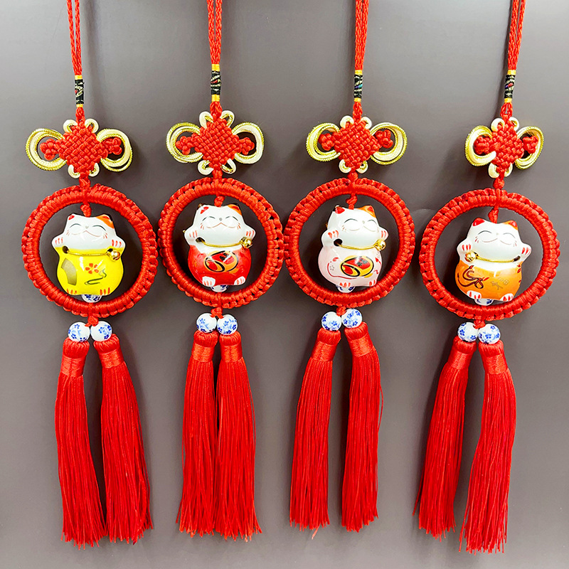 Керамический кулон с кисточкой Lucky Cat оптом из Китая