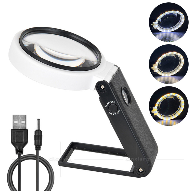 Складная лупа 25x с LED-подсветкой оптом из Китая