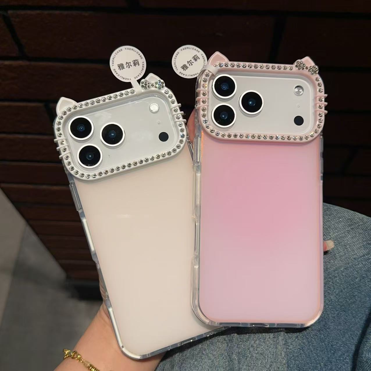 Чехол для iPhone с ушками и стразами оптом из Китая
