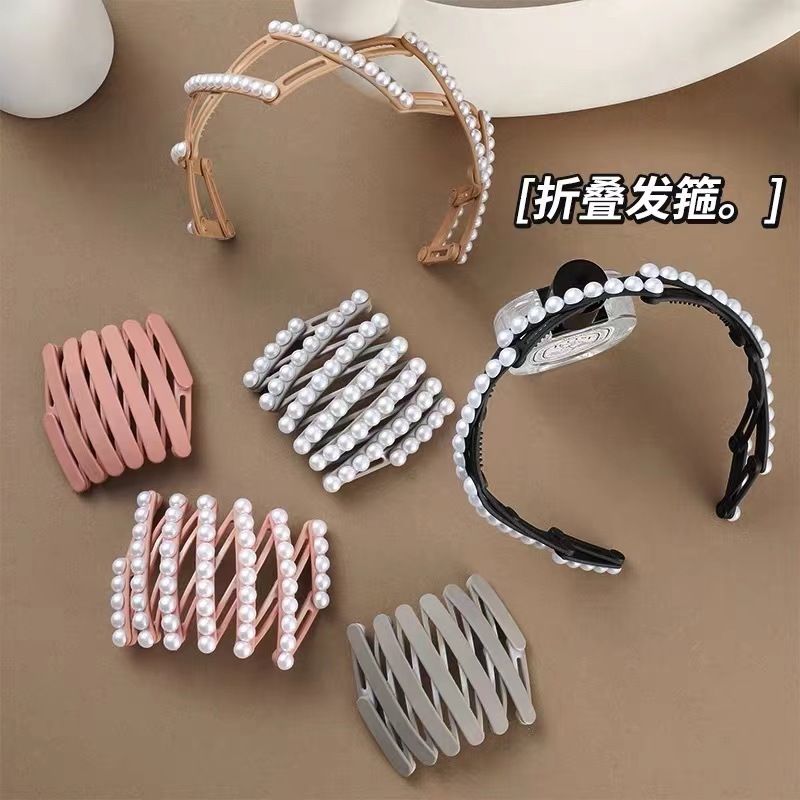 Повязка на голову складная с жемчугом оптом из Китая
