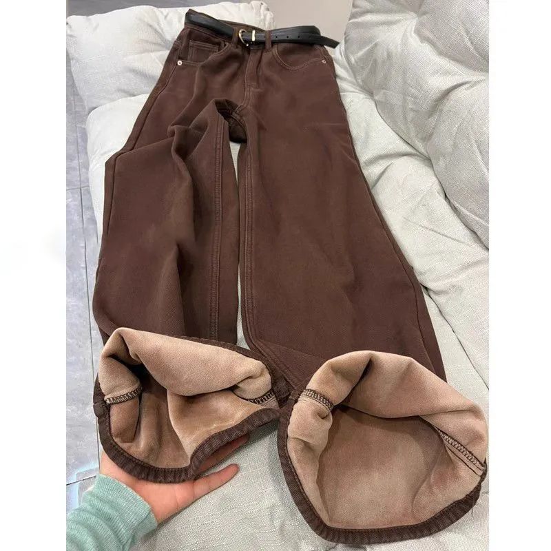 Широкие джинсы из вельвета Maillard Brown оптом из Китая