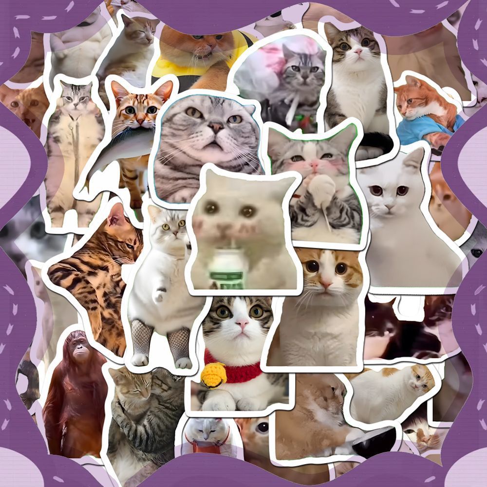 300 наклеек с мемами кота-призрака оптом из Китая