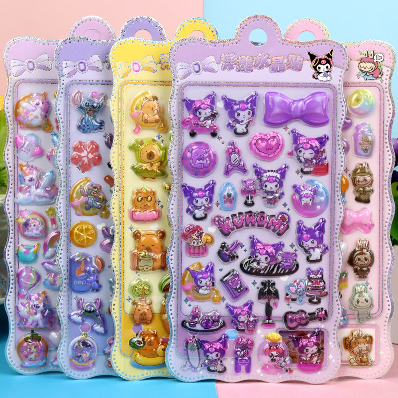 3D наклейки Labubu Sanrio Kuromi Stitch оптом из Китая