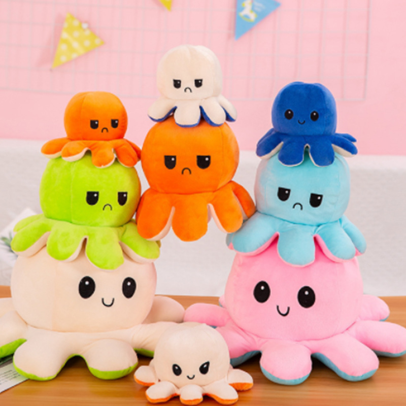 Флип-кукла осьминог переворачивающаяся плюшевая игрушка оптом из Китая