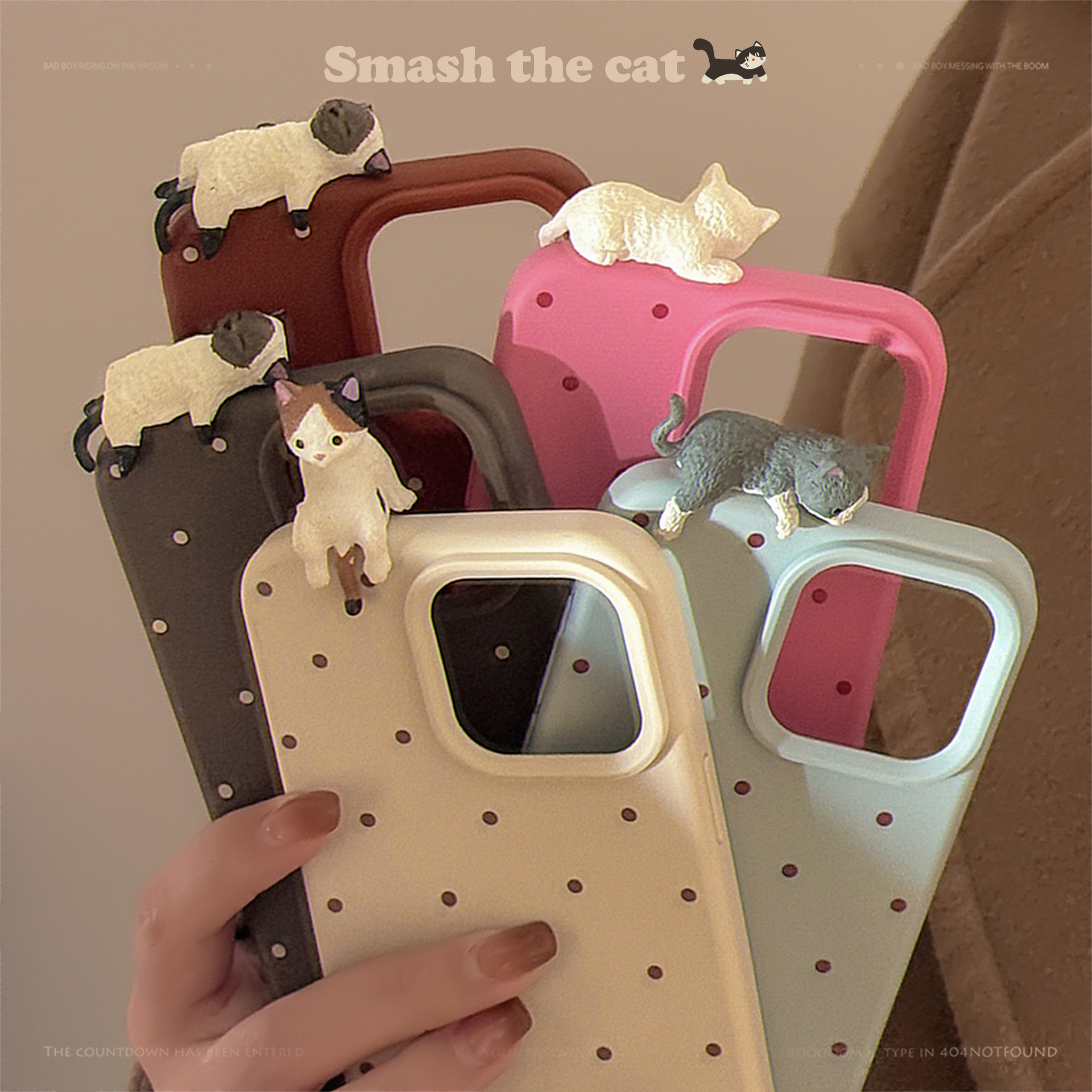 3D чехол для iPhone с котом в горошек оптом из Китая