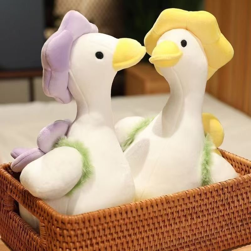 Плюшевая утка с цветами, игрушка оптом из Китая