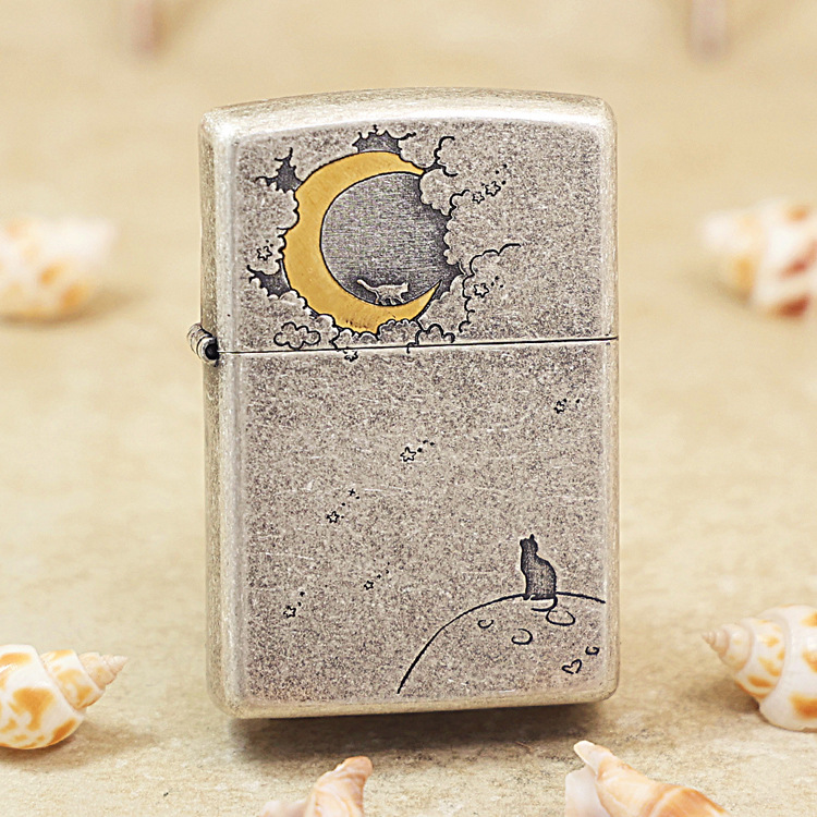 Зажигалка 205 Ancient Silver Moon Cat Animal Ser оптом из Китая