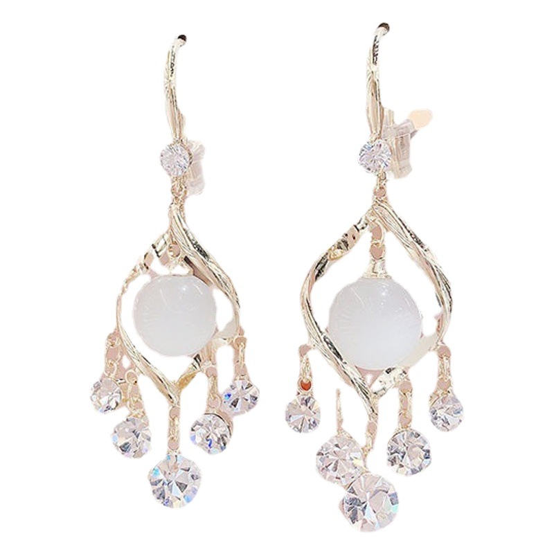 Серьги с кошачьим глазом и кисточками оптом из Китая