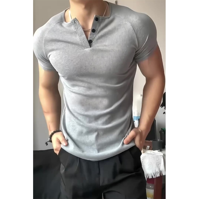 Мужская футболка Henley с принтом оптом из Китая