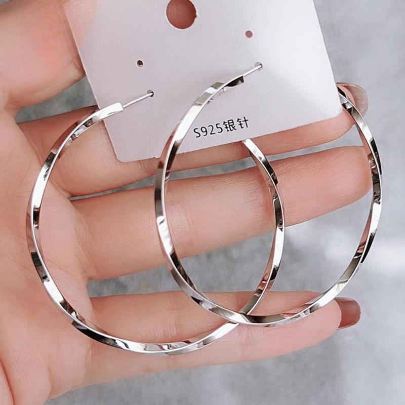 Серьги S925 серебро крупные круги оптом из Китая